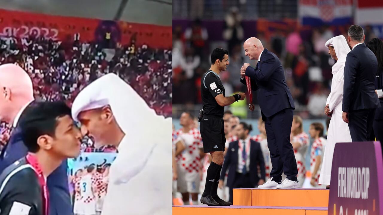 Los jueces recibieron las medallas por arbitrar el partido del tercer puesto.