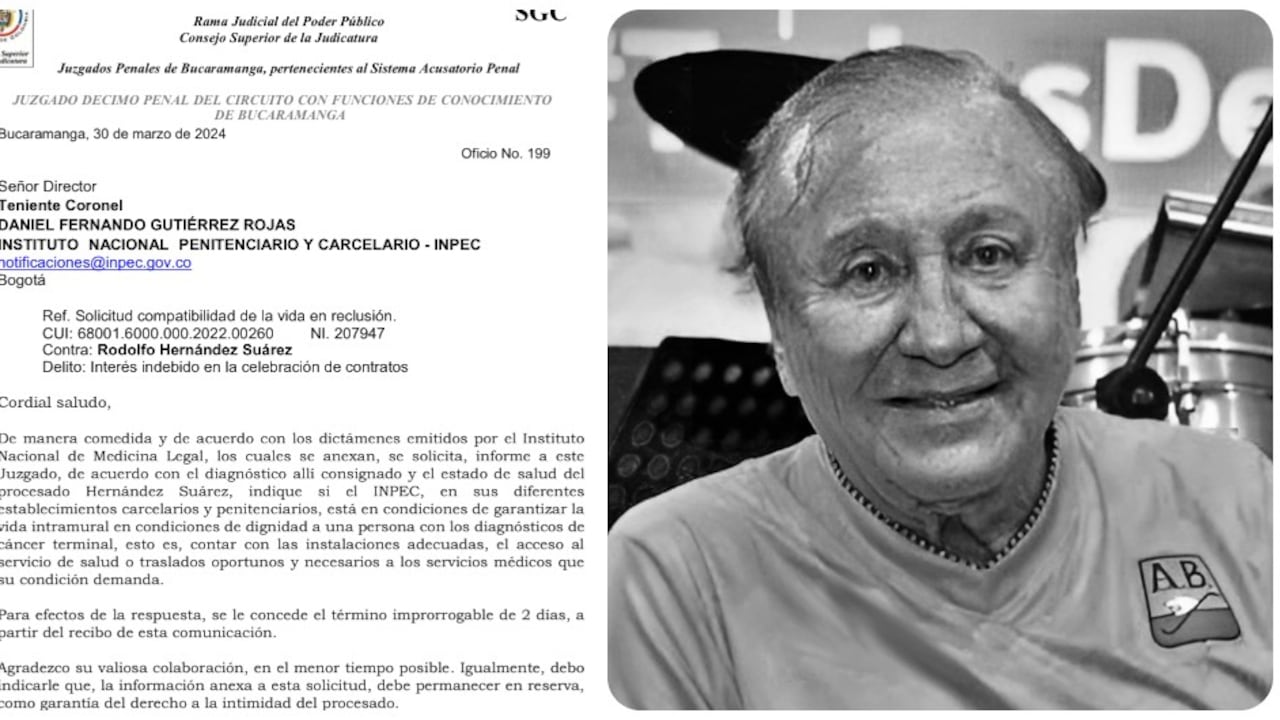 El ingeniero Rodolfo Hernández y la carta del Juez al Inpec.