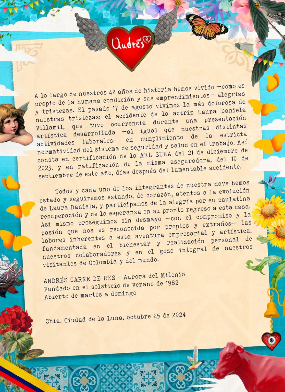 Este fue el mensaje que le envió el restaurante.