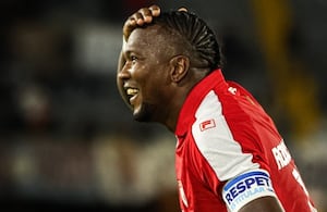 Hugo Rodallega celebra el gol contra Platense.