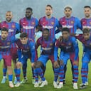 FC Barcelona pose for ateam photo ahead of friendly soccer match against the A-League All Stars' at Stadium Australia in Sydney, Australia, Wednesday, May 25, 2022. (AP Photo/Rick Rycroft)