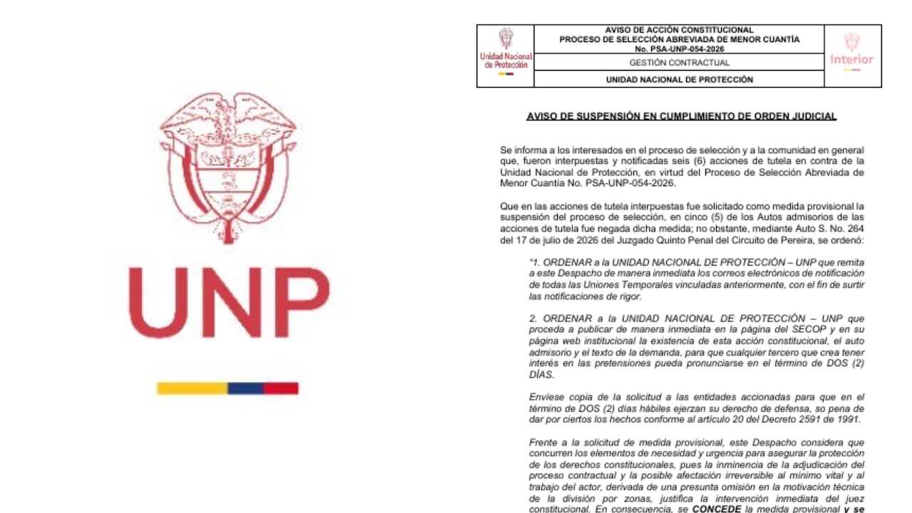Juez suspende contrato de escoltas de la UNP, denunciado por Abelardo De La Espriella.