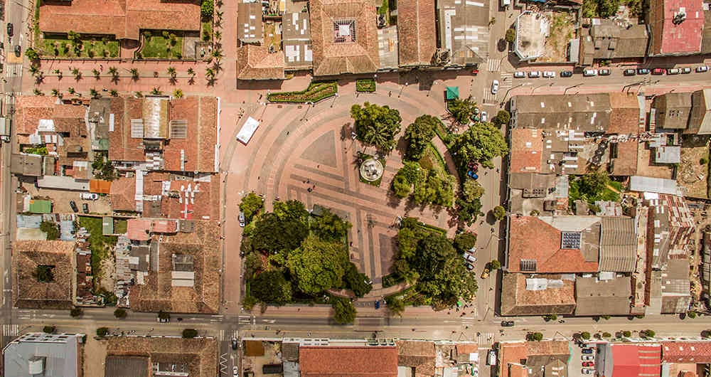 Vista aérea del centro de Tocancipá.