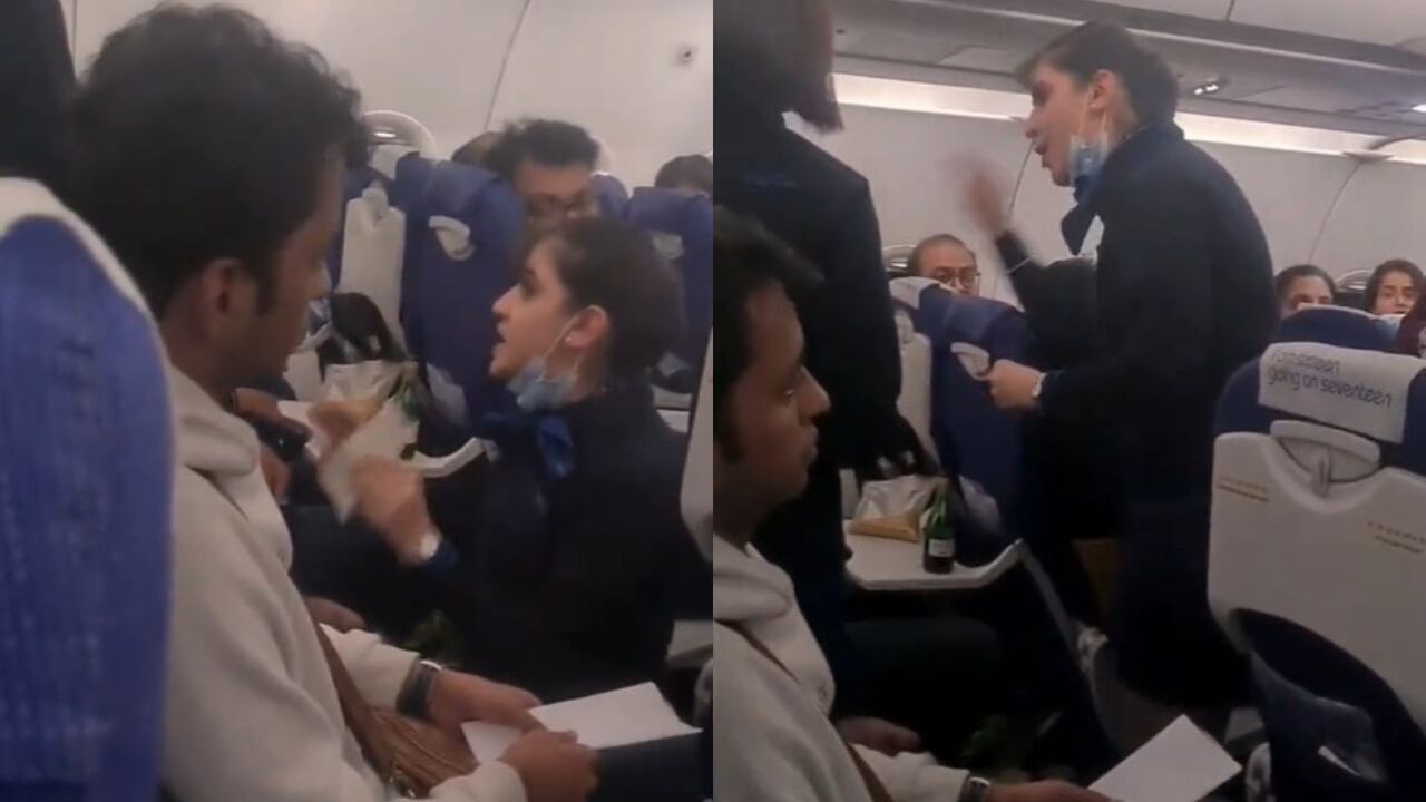 Azafata y pasajero tuvieron fuerte discusión en pleno vuelo en la India.