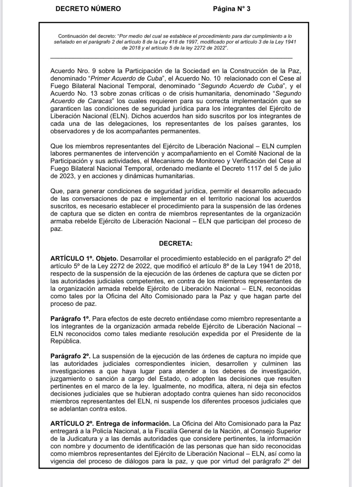 Borrador decreto Presidencia