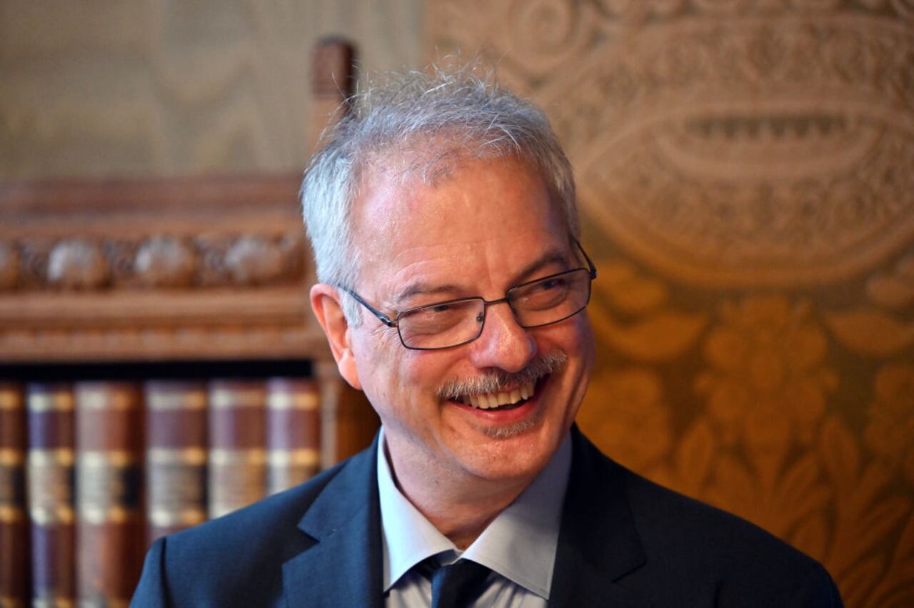 COPENHAGEN, DENMARK - OCTOBER 31: 2022 Nobel Prize in Chemistry co-winner Professor Morten Meldal smiles during a reception at City Hall in Copenhagen, Denmark, on October 31, 2022. The Nobel Chemistry Prize was awarded to a trio of chemists from the US and Denmark for the development of click chemistry and bioorthogonal chemistry. (Photo by Sergei Gapon/Anadolu Agency via Getty Images)