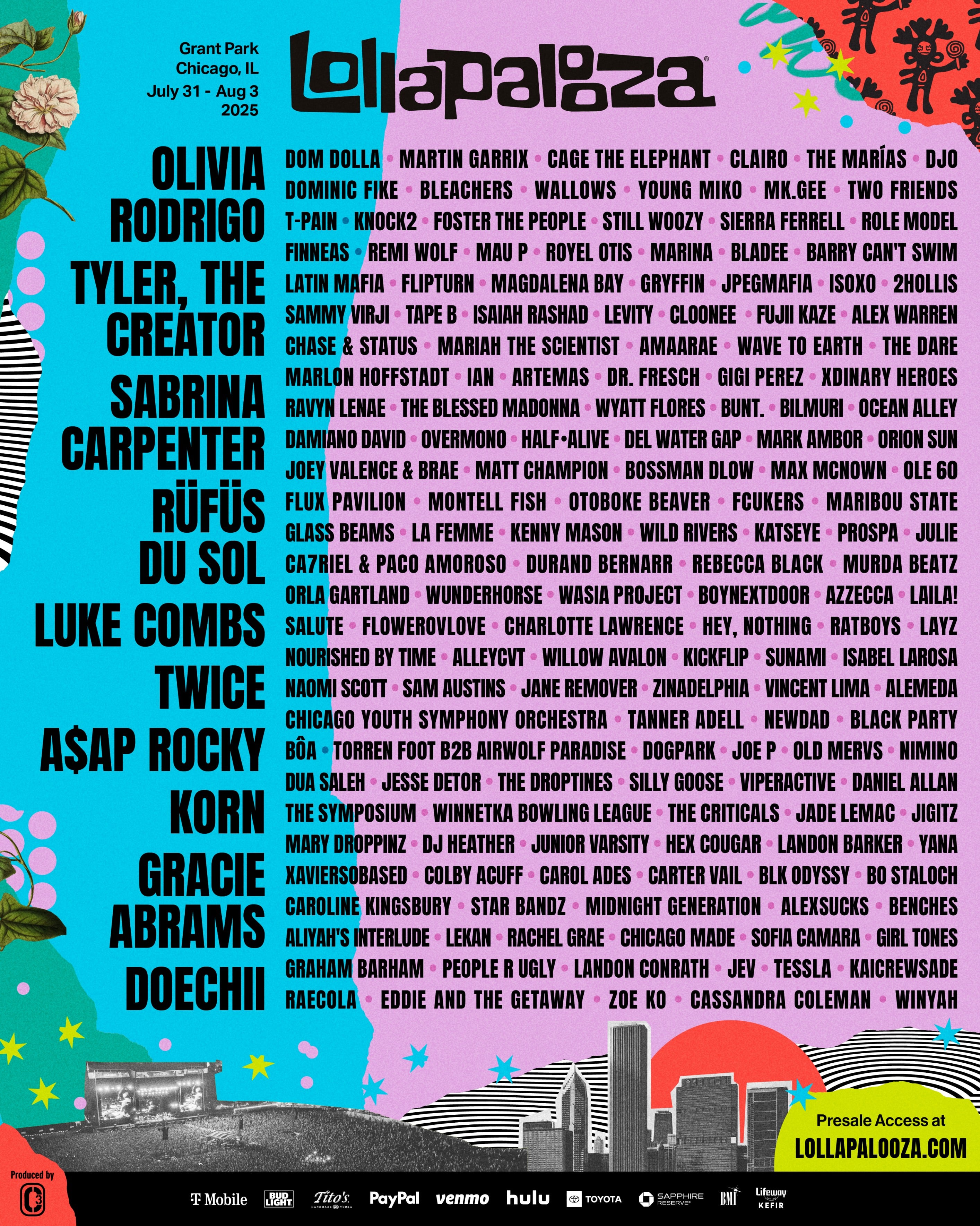 Line up del Lollapalooza Chicago 2025