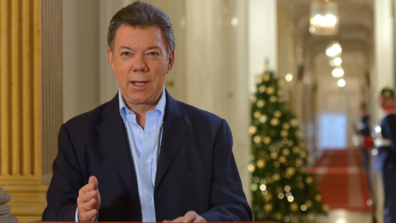 El presidente Juan Manuel Santos entregó su mensaje de Año Nuevo a los colombianos en cadena televisada desde la Casa de Nariño.