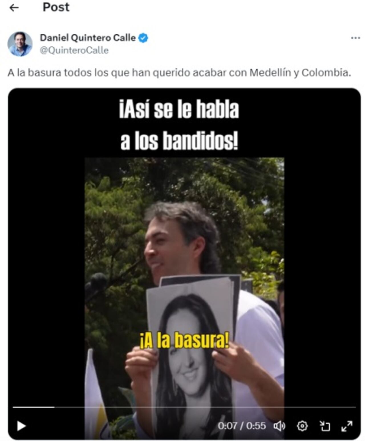 Denuncia de la senadora María Fernanda Cabal al exalcalde de Medellín Daniel Quintero.