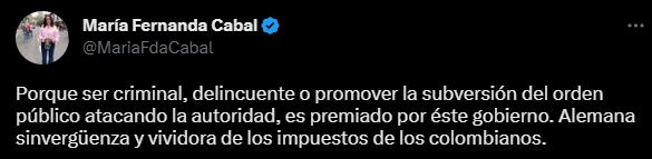 Tweet María Fernanda Cabal