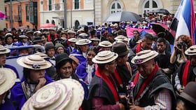 Bogotá. Abril 21 de 2026. Al ministerio de Relaciones Exteriores miembros de la comunidad indígena Misak llegaron para tener un diálogo con el Gobierno Nacional.