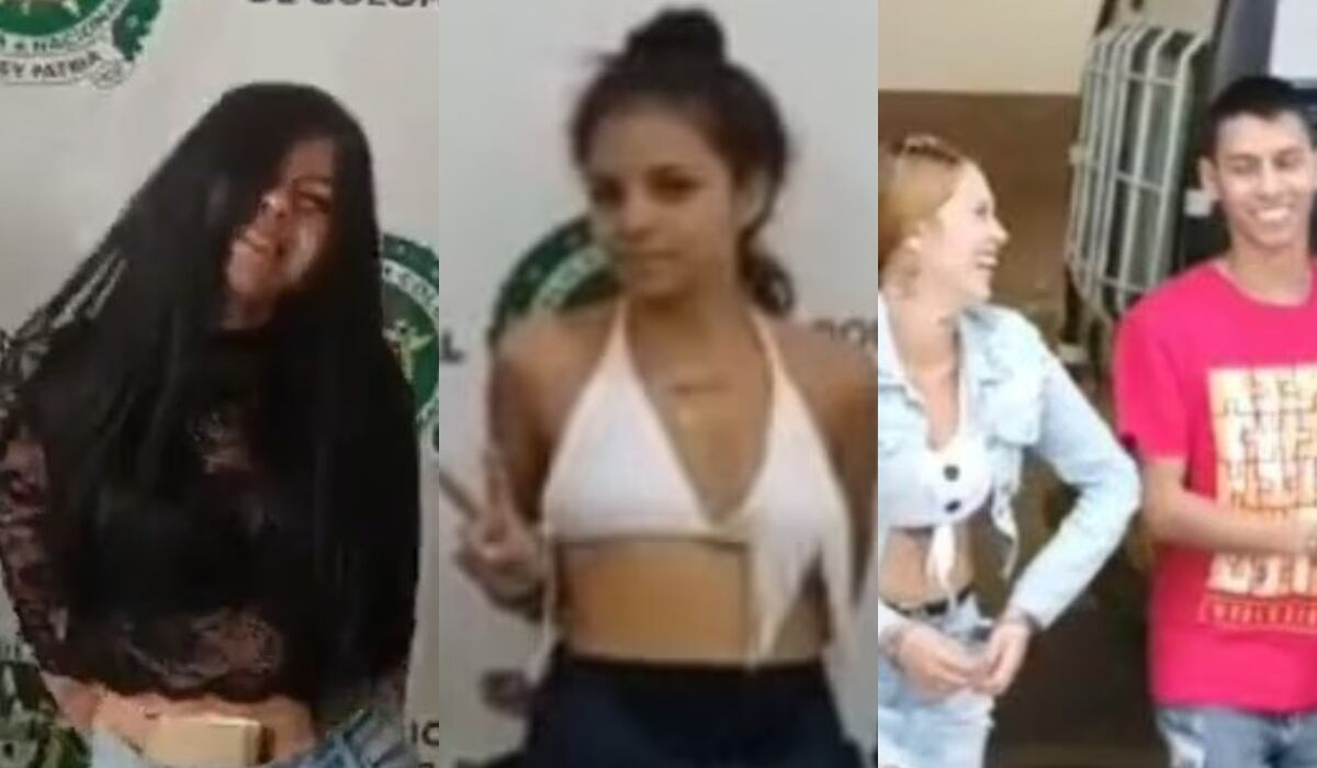 Jóvenes riéndose al ser capturados en Bucaramanga. Foto: Fotograma de videos de la Policía.