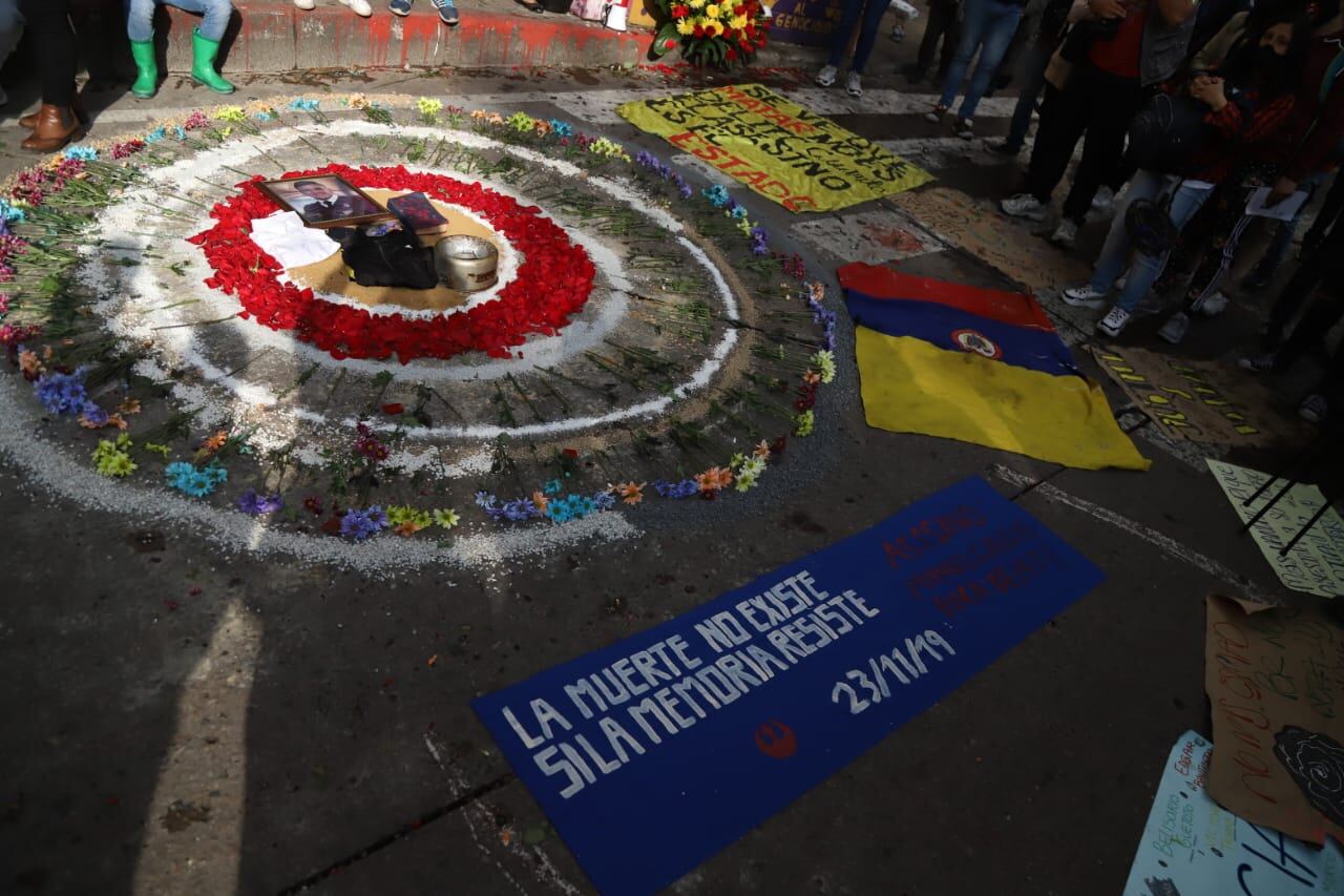 Homenaje a Dylan Cruz tras un año de su muerte, avenida 19 cra 4