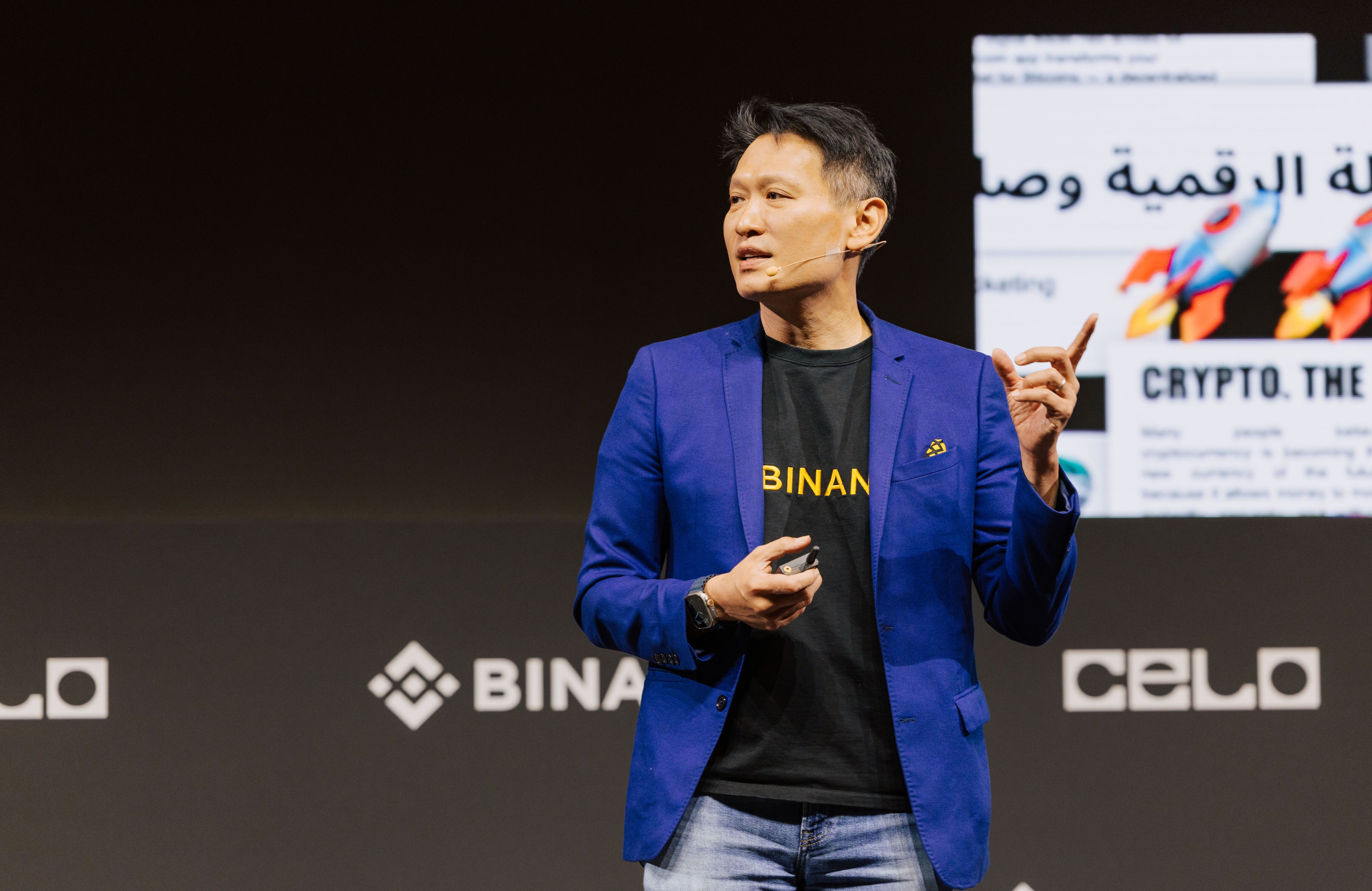 Richard Teng, líder global de Binance, durante la Binance Blockchain Week 2025.