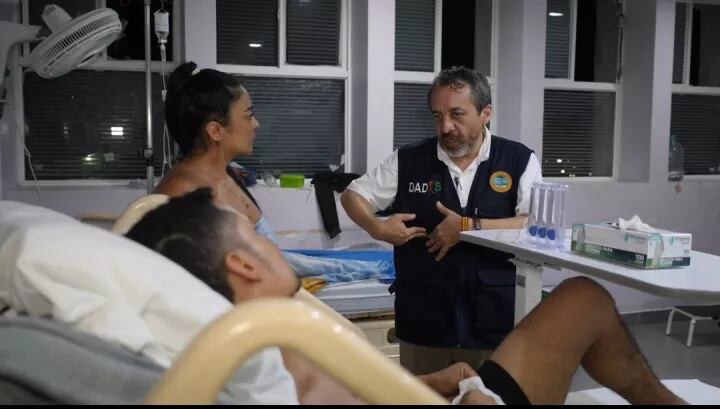 Sebastián Valencia Rivera, turista arrollado por un embarcación en Barú, en Cartagena, en el hospital Universitario del Caribe.
