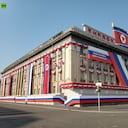 Las calles de la capital de Corea del Norte, Pionyang, fueron decoradas con banderas rusas, retratos de Vladímir Putin y carteles de bienvenida con motivo de la visita del presidente ruso