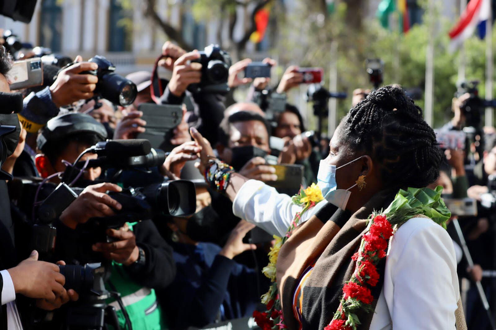 Francia Márquez atendió a la prensa en Bolivia.