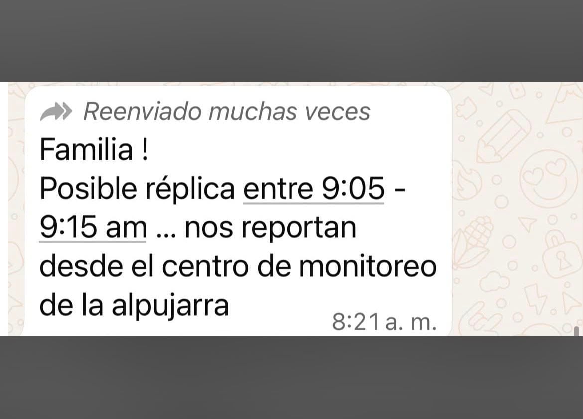 Expertos hacen llamado a no hacer caso a falsas cadenas de WhatsApp que alertan sobre nuevas réplicas.
