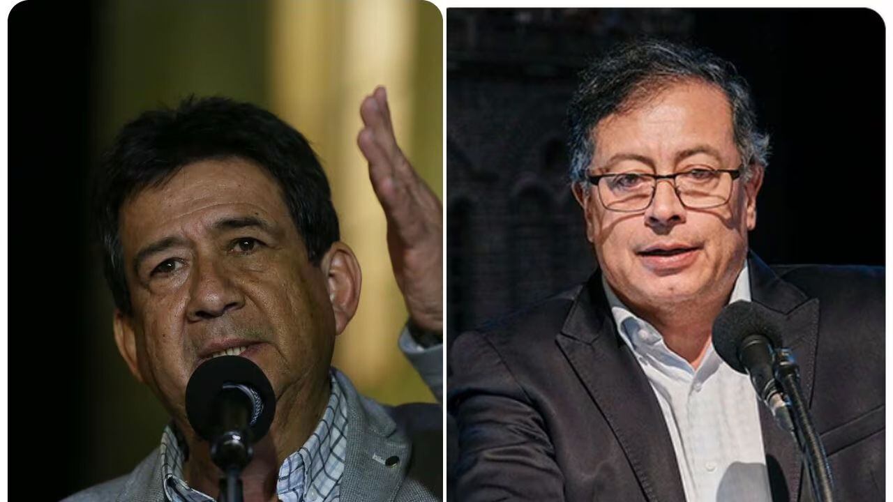 El expresidente de la CUT, Diógenes Orjuela, y el presidente de la República, Gustavo Petro.