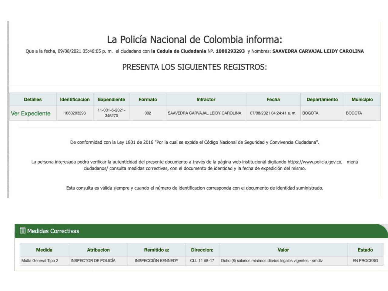 Comparendo