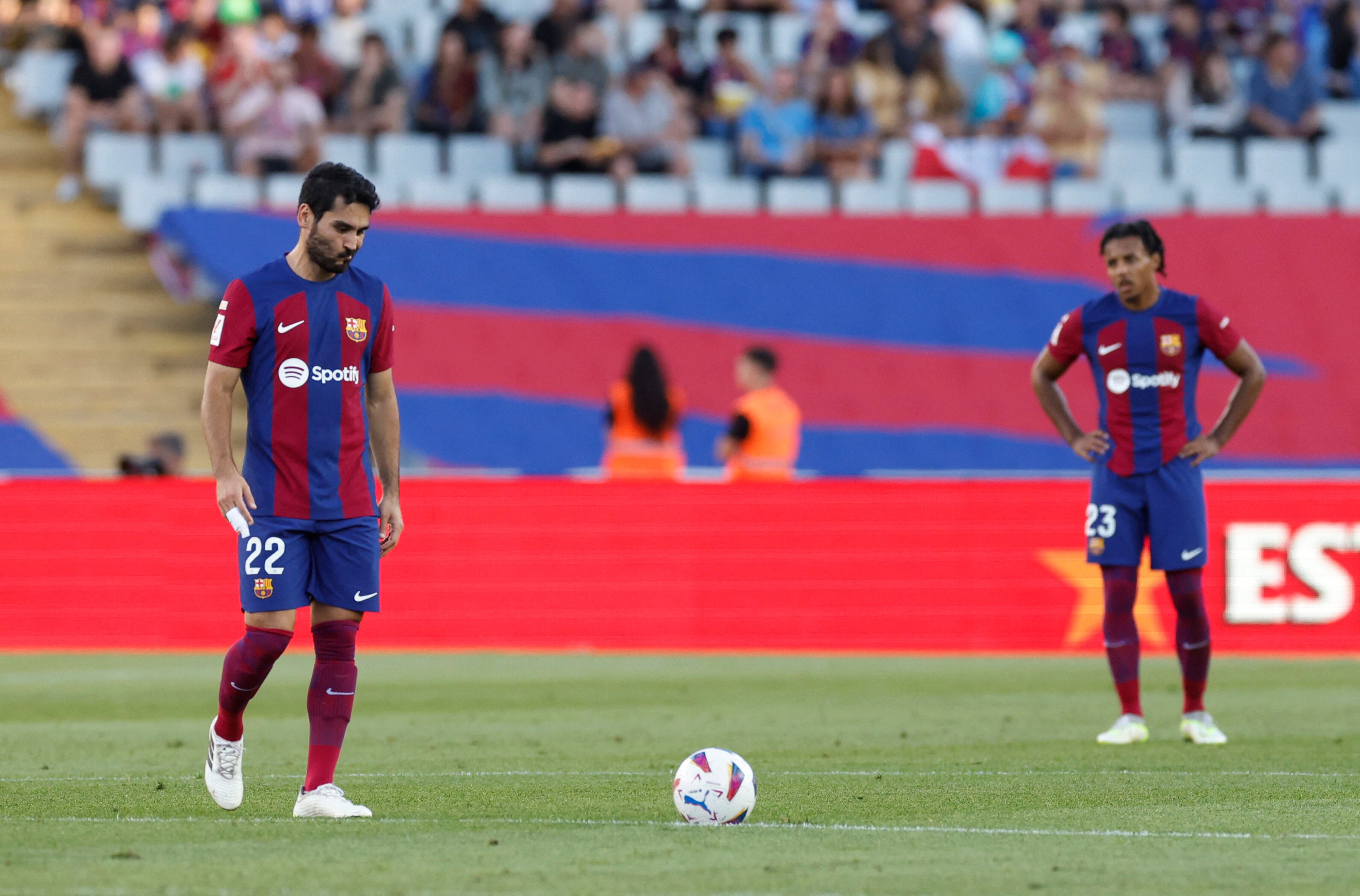 Soccer Football - LaLiga - FC Barcelona v Celta Vigo - Estadi Olimpic Lluis Companys, Barcelona, Spain - September 23, 2023 FC Barcelona's Ilkay Gundogan reacts after Celta Vigo's Jorgen Strand Larsen scores their first goal REUTERS/Albert Gea