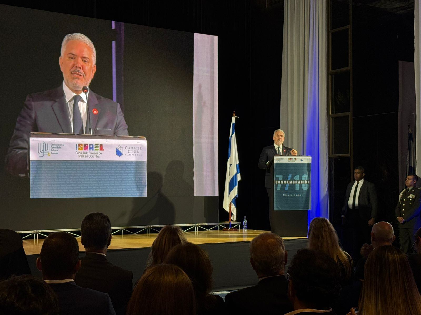 Expresidente Iván Duque en acto de conmemoración de la masacre del 7 de octubre.