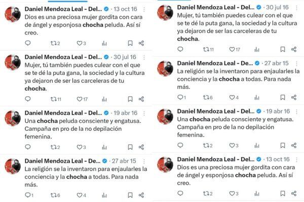Estas son algunas de las publicaciones de Twitter de Daniel Mendoza, el abogado creador de la serie 'Matarife'.