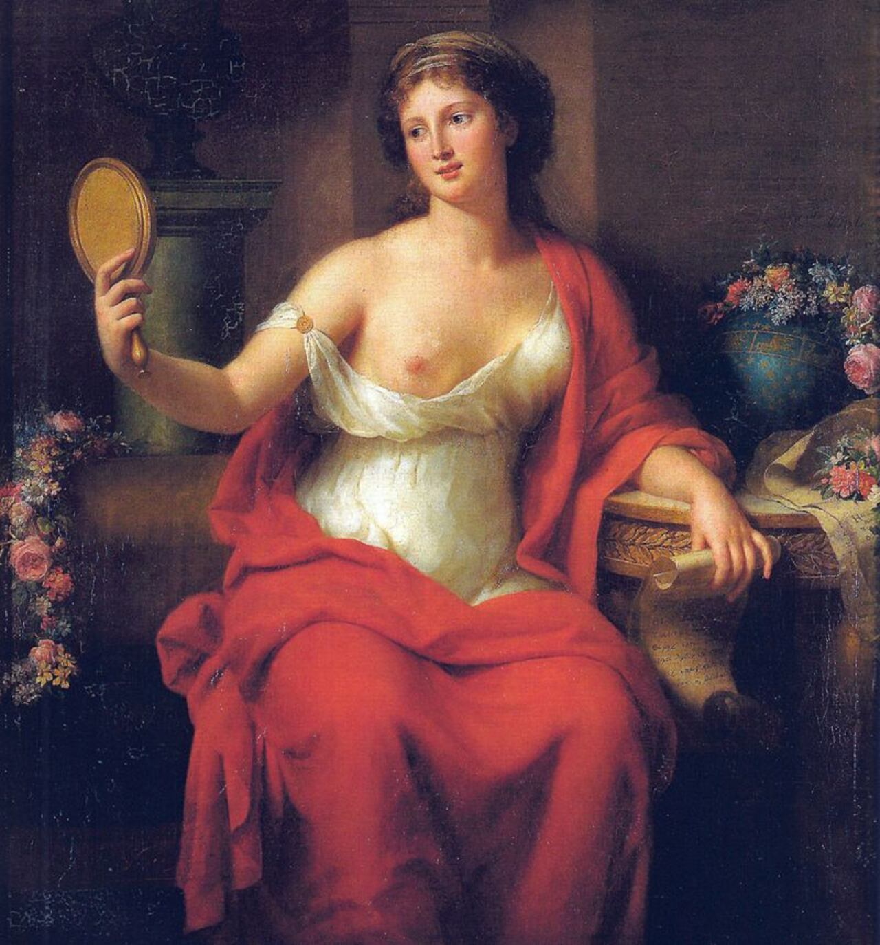 Autorretrato de la pintora francesa Marie-Geneviève Bouliard disfrazada de Aspasia, 1794. Cortesía de BBC Mundo