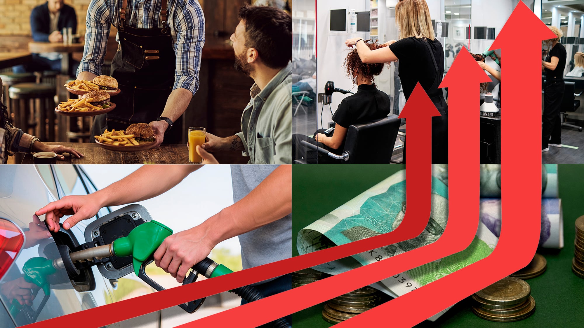 Inflación, restaurante, gasolina, peluquería salario mínimo