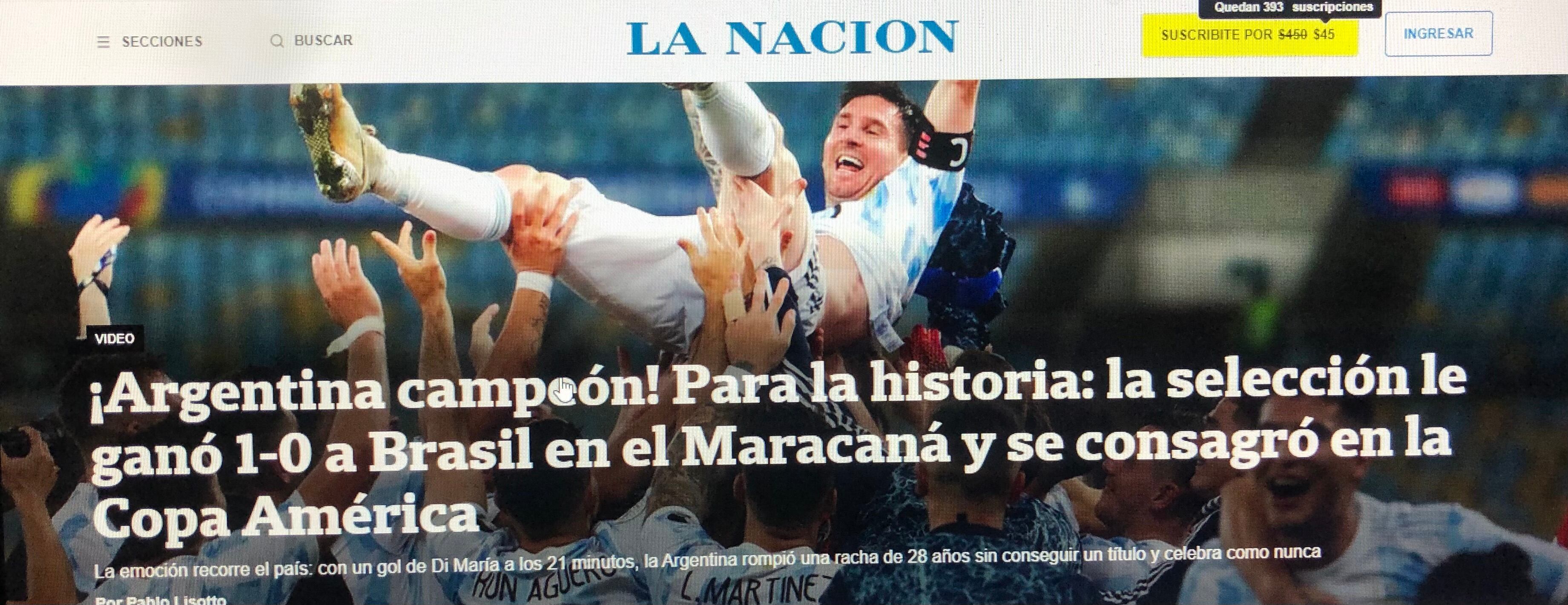 Así tituló la prensa argentina la victoria  de la selección