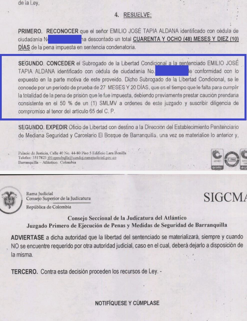 Emilio Tapia obtuvo la libertad condicional.