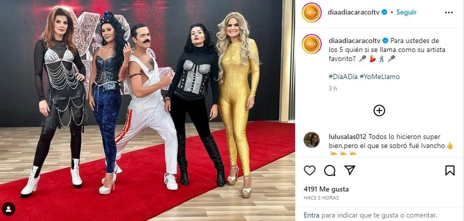 Presentadores del magazín se pusieron en los zapatos de los participantes de 'Yo me llamo'. Foto: Instagram @diaadiacaracoltv