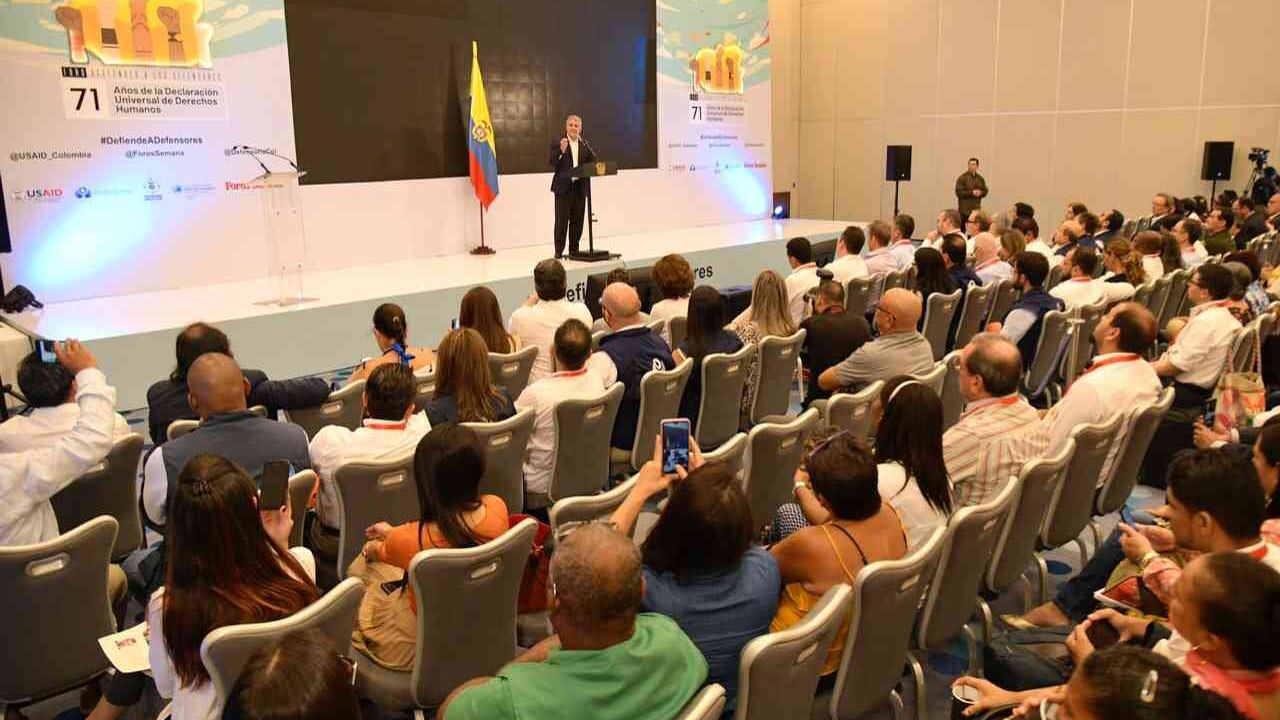 El presidente Iván Duque, durante un foro organizado por SEMANA en Cartagena.