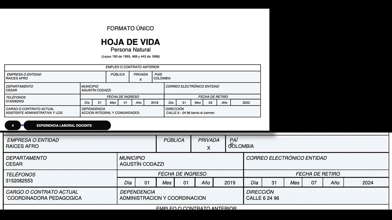 Verónica Guerrero reportó experiencia laboral y también un puesto directivo en Raíces Afro.