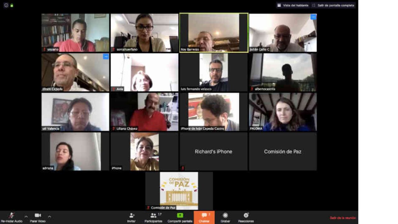 Aspecto de la sesión virtual de la Comisión de Paz del Congreso.