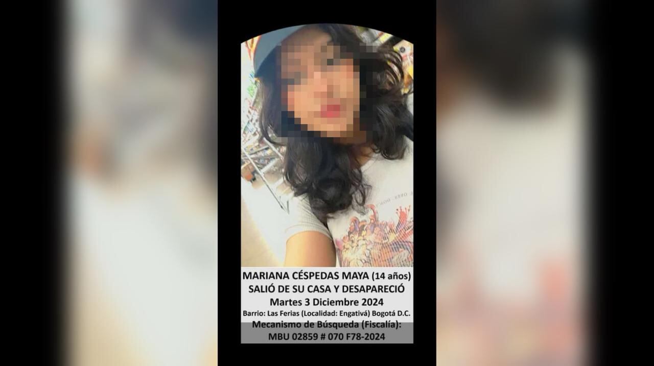 Mariana, fue vista por última vez el 3 de diciembre.