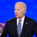 President Joe Biden speaks during a presidential debate with Republican presidential candidate former President Donald Trump, Thursday, June 27, 2024, in Atlanta. (AP Photo/Gerald Herbert)