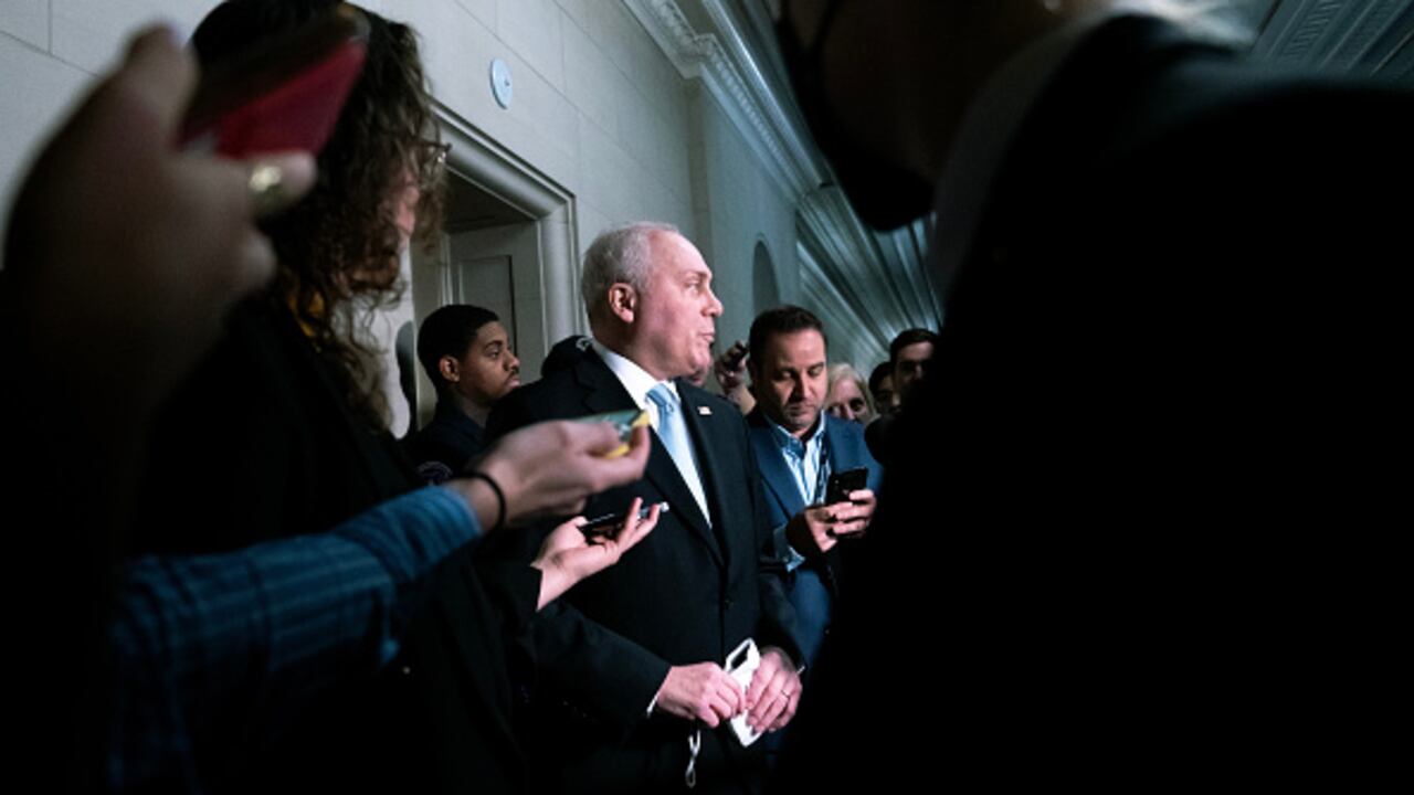 Scalise enfrenta varios desafíos en vísperas de la votación en el pleno. Casi la mitad de la conferencia de los republicanos apoyaba a Jordan. Photographer: Nathan Howard/Bloomberg via Getty Images