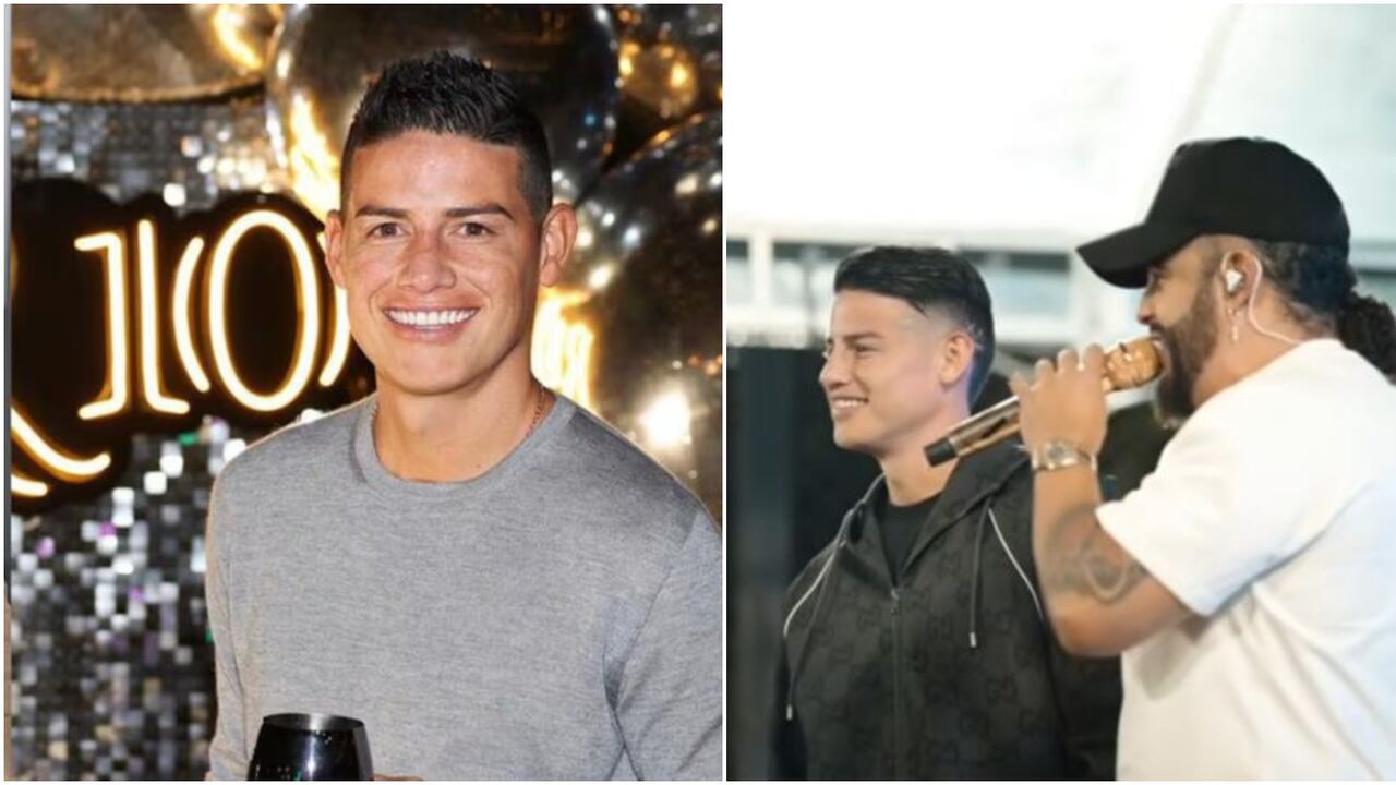 James Rodríguez y el cantante Nelson Velásquez.