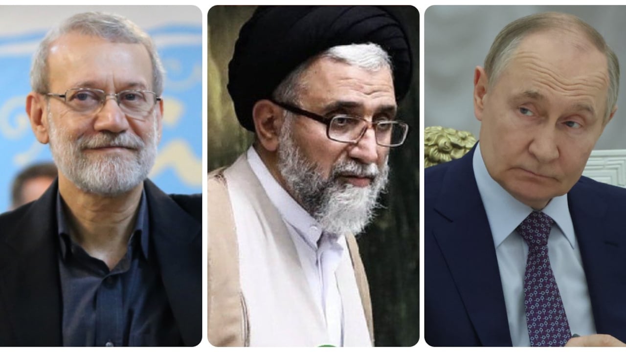 Alí Lariyani, Esmail Khatib y Vladimir Putin.