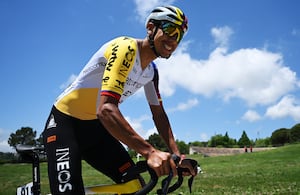 CATANZARO, ITALY - MAY 12: Egan Bernal of Colombia and Netcompany INEOS Cycling Team prior to the 109th Giro d'Italia 2026, Stage 4 a 138km stage from Catanzaro to Cosenza / #UCIWT / on May 12, 2026 in Catanzaro, Italy. (Photo by Dario Belingheri/Getty Images)