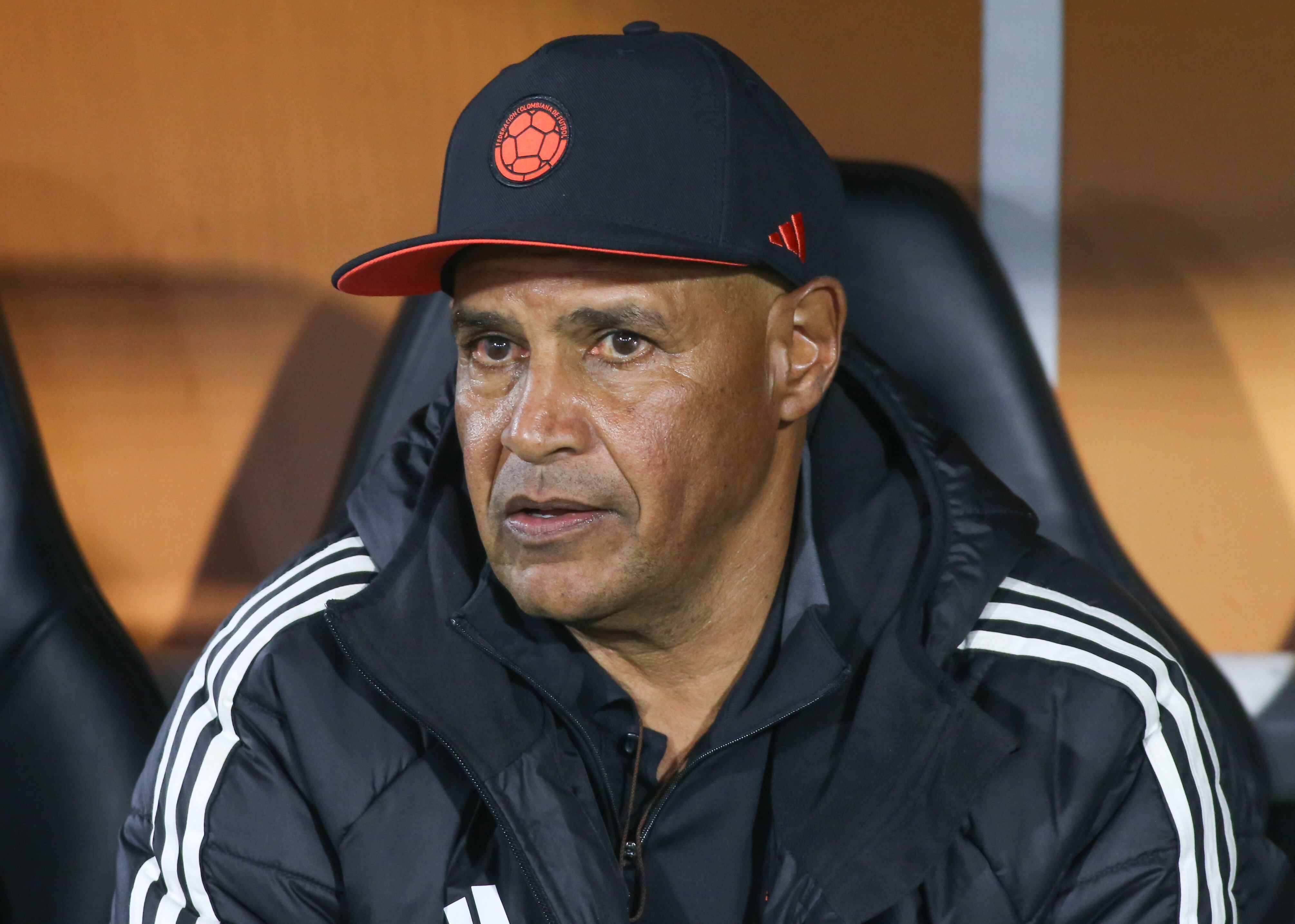Carlos Paniagua coaches the Colombian national team during the FIFA U-20 Women's World Cup 2024 match between Colombia and Cameroon at the El Campin stadium in Bogota, Colombia, on September 4, 2024. (Photo by Daniel Garzon Herazo/NurPhoto via Getty Images)