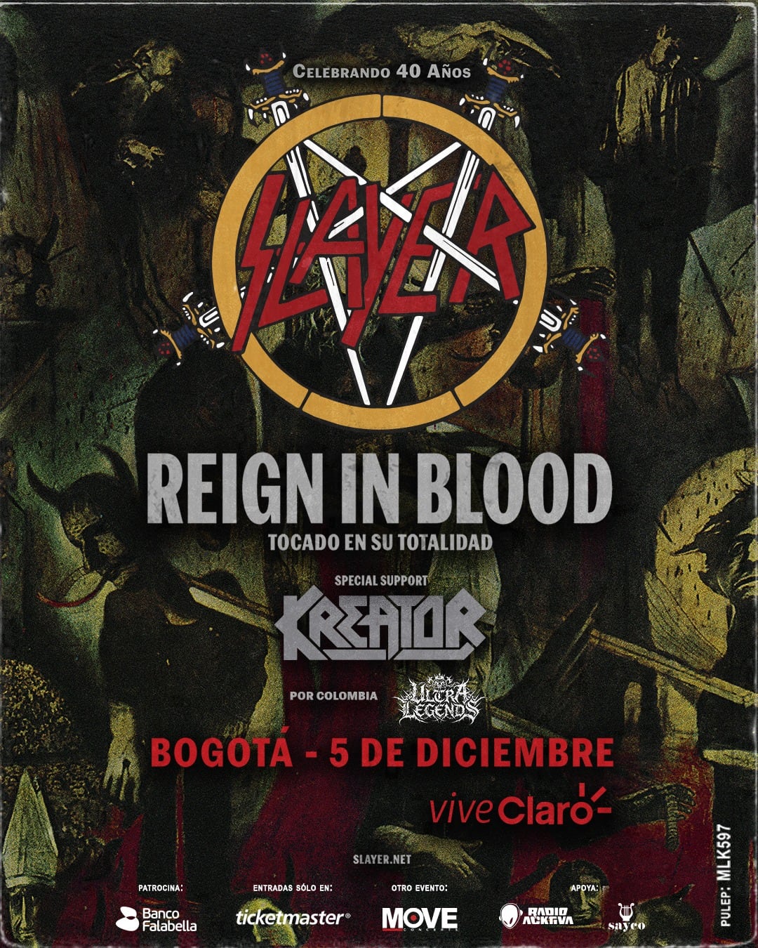 La icónica banda estadounidense regresa el 5 de diciembre para celebrar los 40 años de 'Reign In Blood', el álbum que revolucionó el metal extremo y se convirtió en una de las obras más influyentes de todos los tiempos.