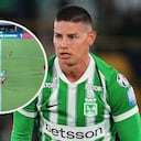 James Rodríguez reaccionó con aplausos al gol de Edwin Cardona