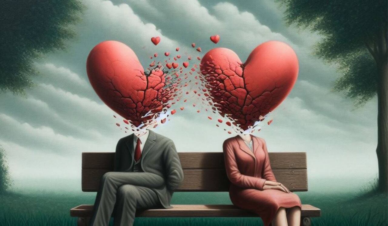 Ilustración creada con IA sobre la decepción amorosa,