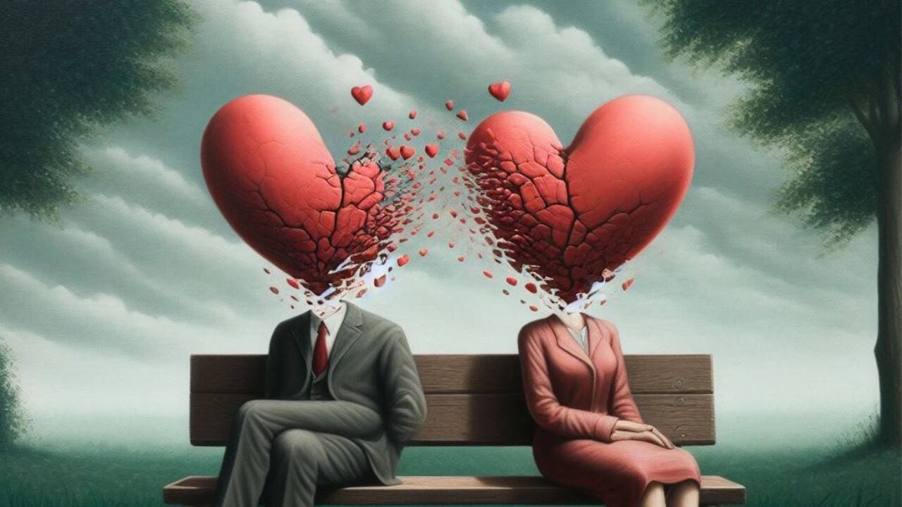 Ilustración creada con IA sobre la decepción amorosa,