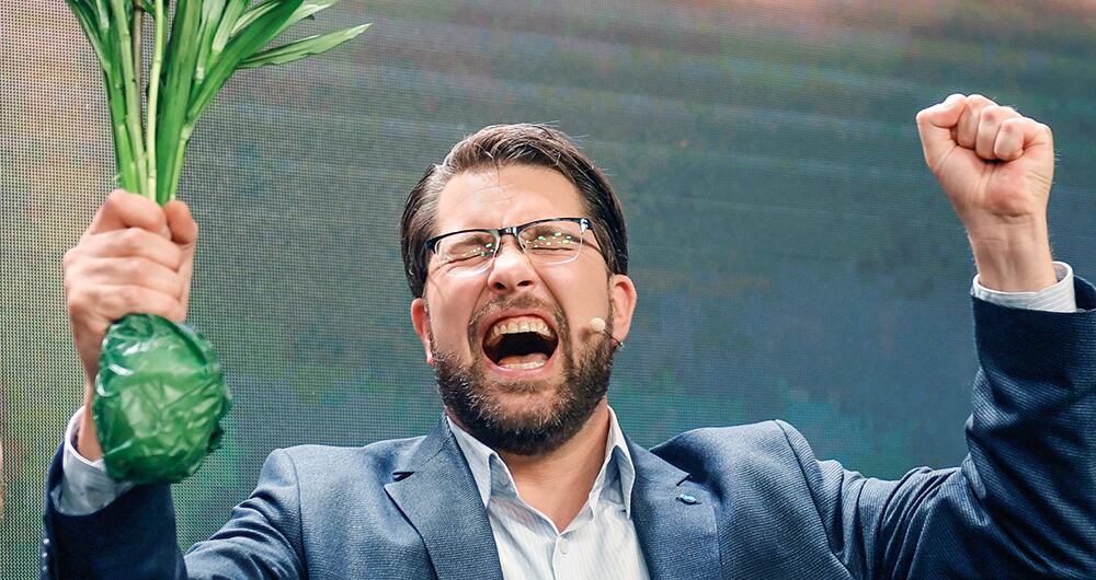 El líder de los demócratas de Suecia, Jimmie Åkesson, proclamó su victoria política. 