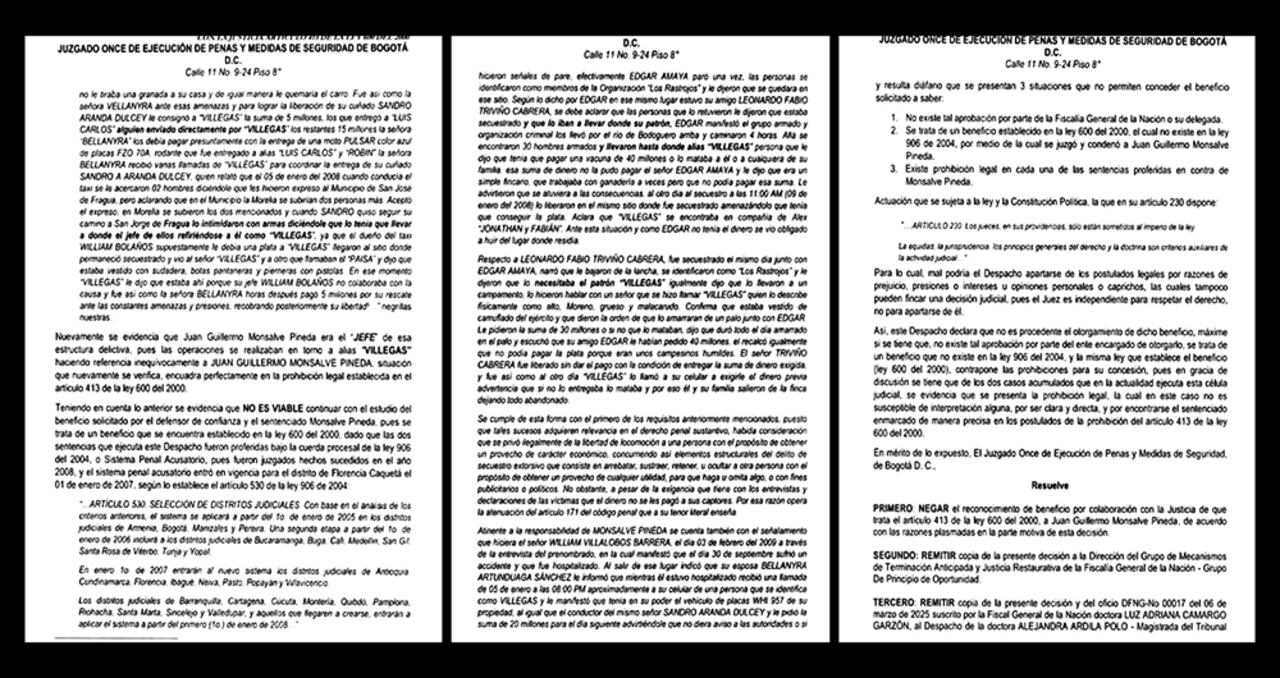 Aunque Juan Guillermo Monsalve pretendía conseguir una rebaja de pena, fue la misma fiscal Luz Adriana Camargo quien pidió negar el beneficio.