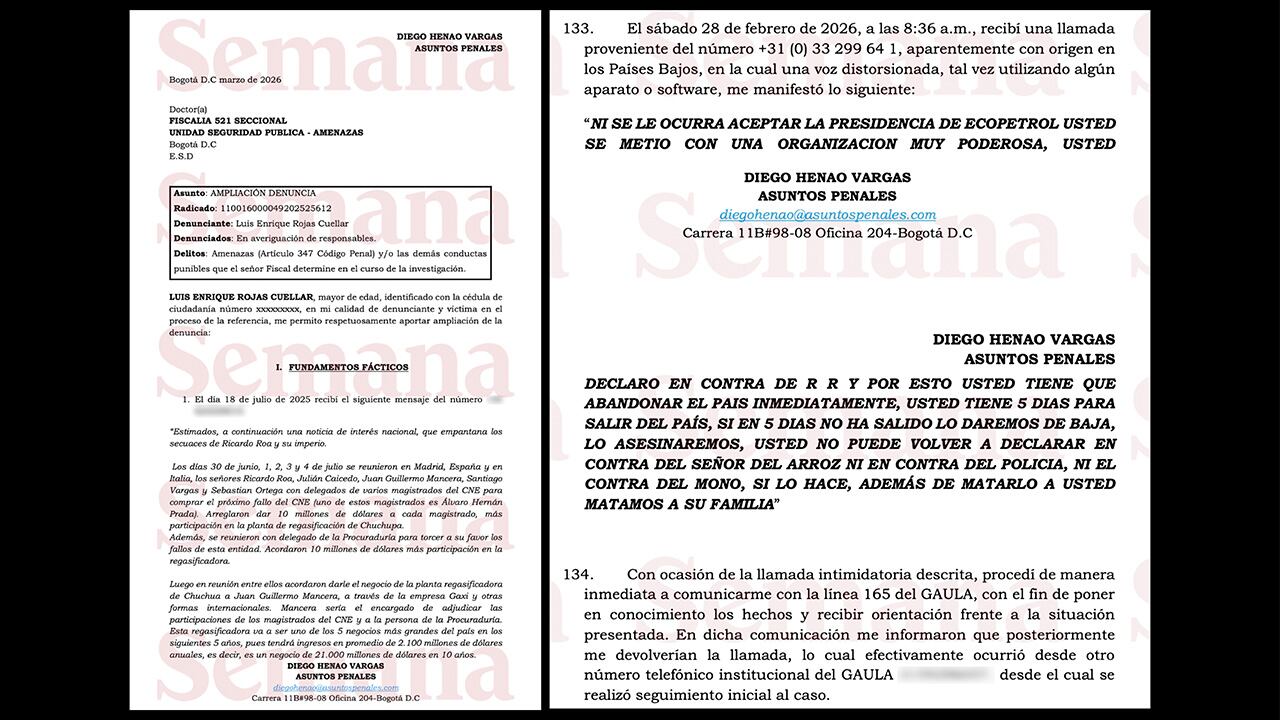 Documentos en poder de Semana.