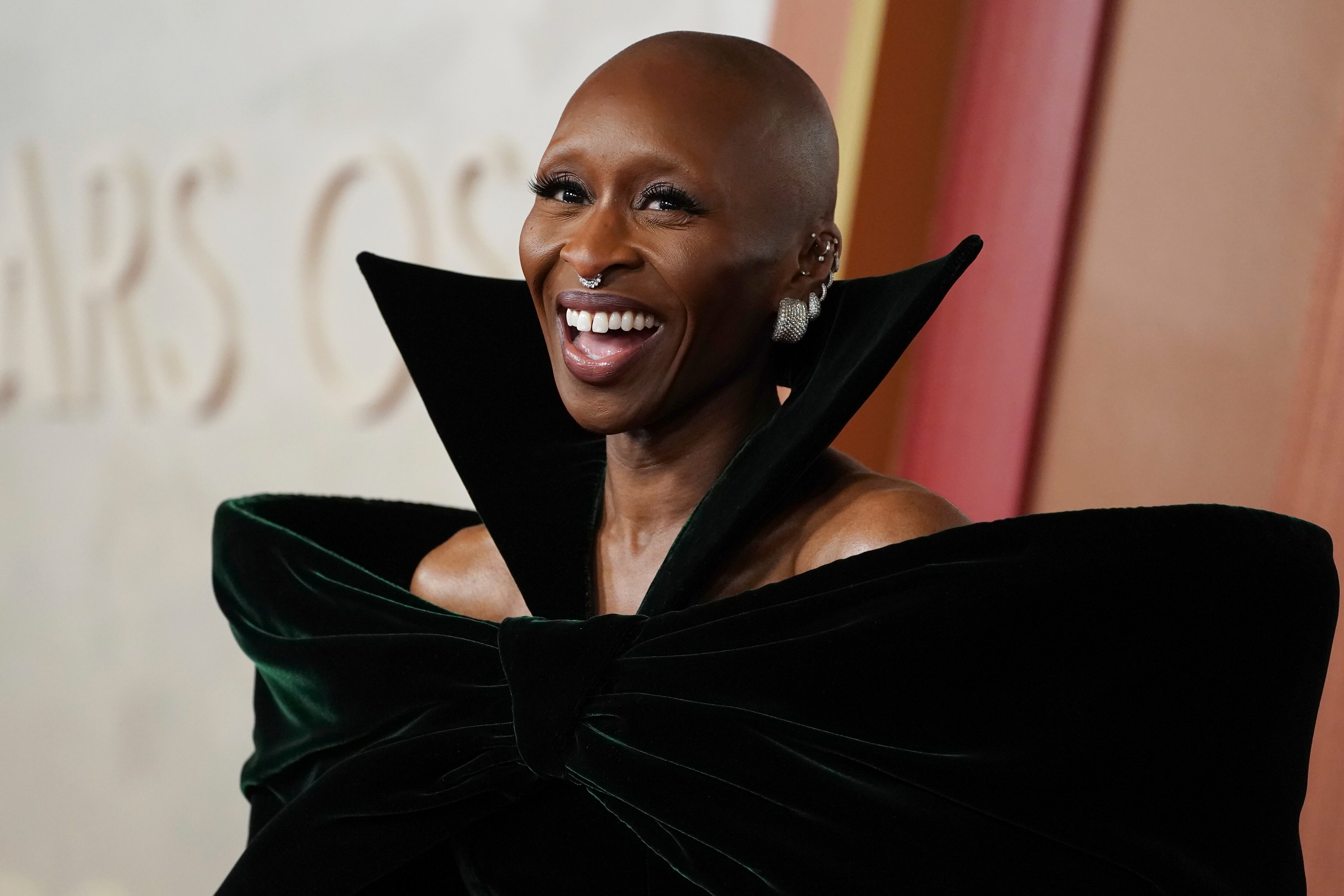 Cynthia Erivo arrives at the Oscars on Sunday, March 2, 2025, at the Dolby Theatre in Los Angeles. (Photo by Jordan Strauss/Invision/AP)